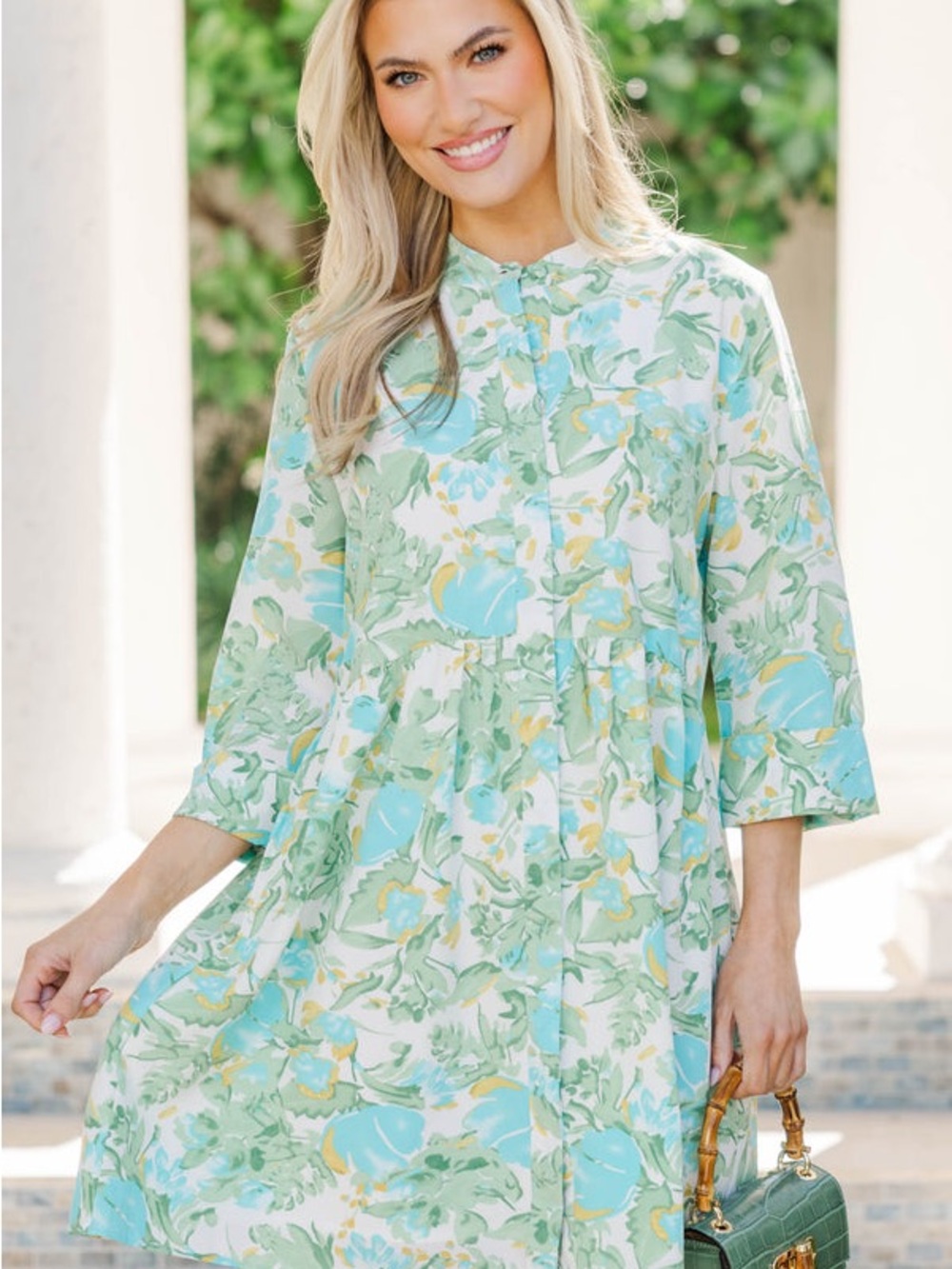 Shop the Mint Always The One Green Floral Shift Dress sz: Small
